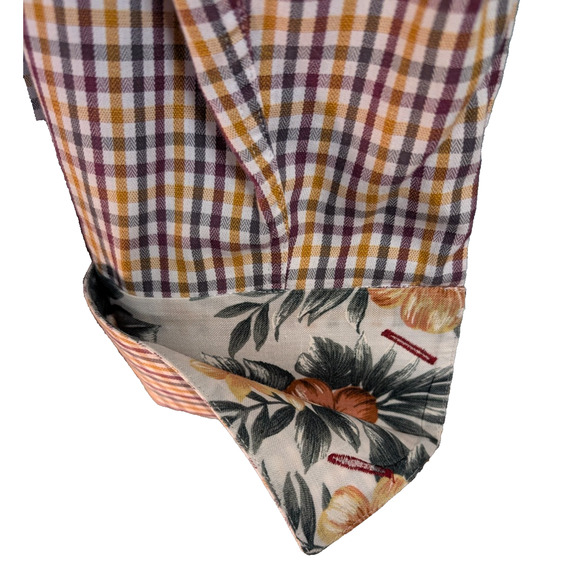 Adrian Jules Custom Mens French Cuffed Dress Shirt Check Tropical Accents XL/XXL - Picture 2 of 8